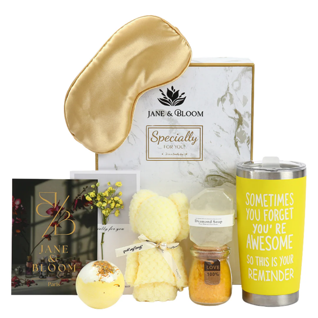 Glow & Bloom – Yellow Spa Gift Box with Towel Bear
