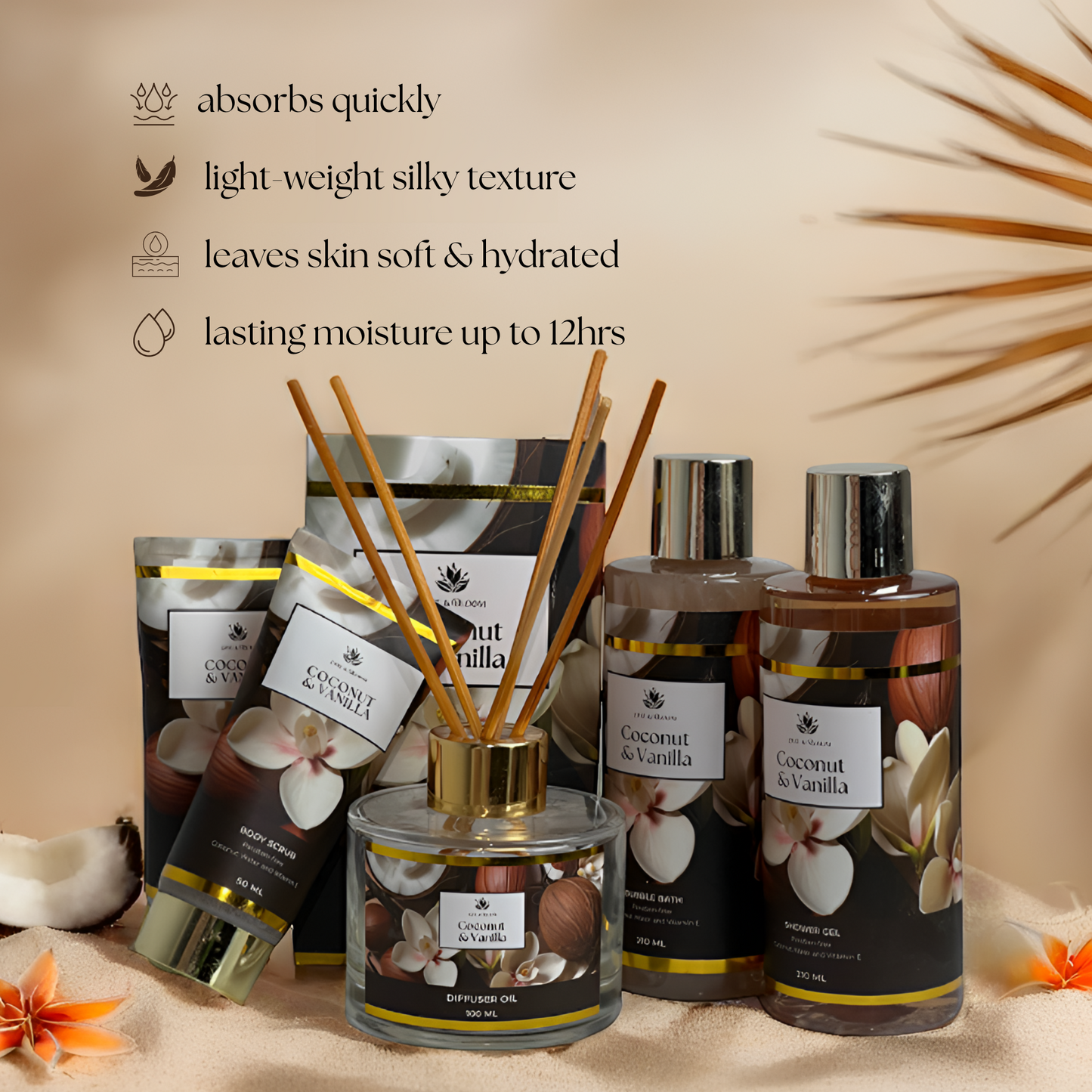 Coconut & Vanilla Basket – Luxurious Bath & Body Gift Basket