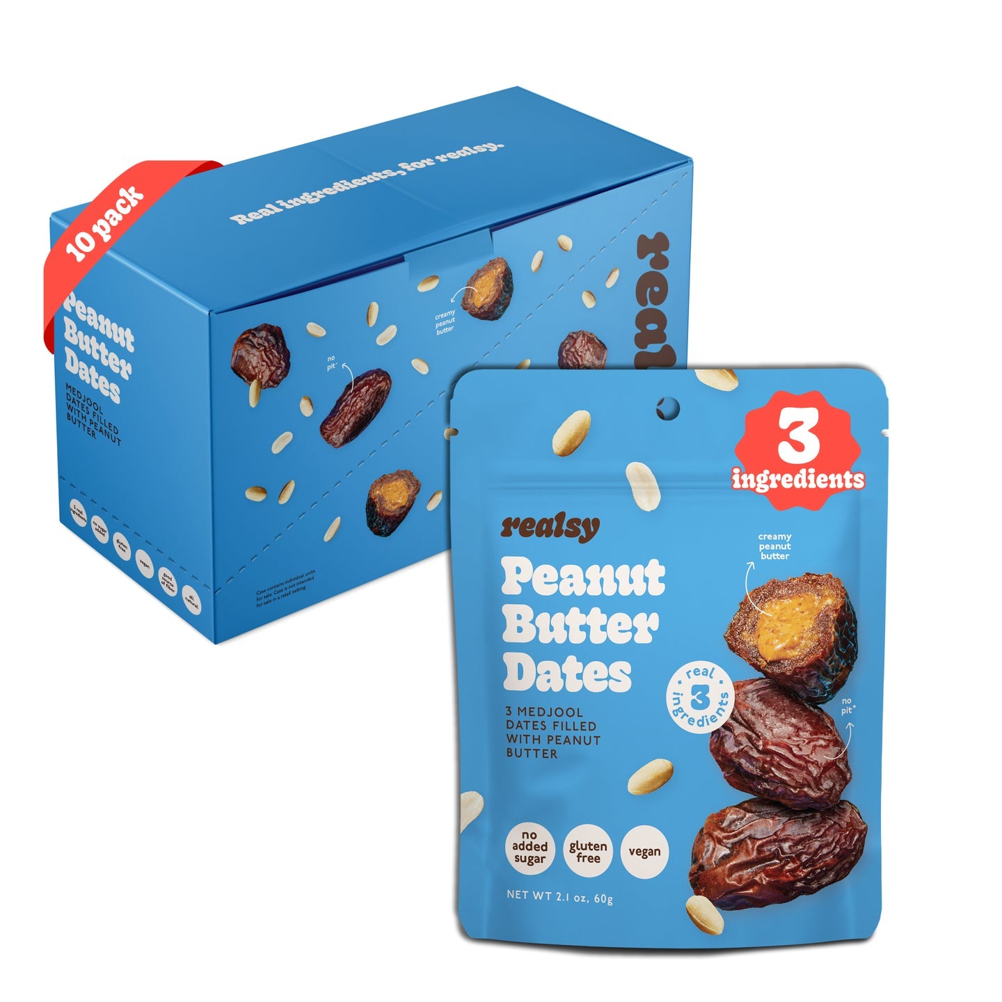 Peanut Butter Dates Snack Packs – Realsy – 10 Pack