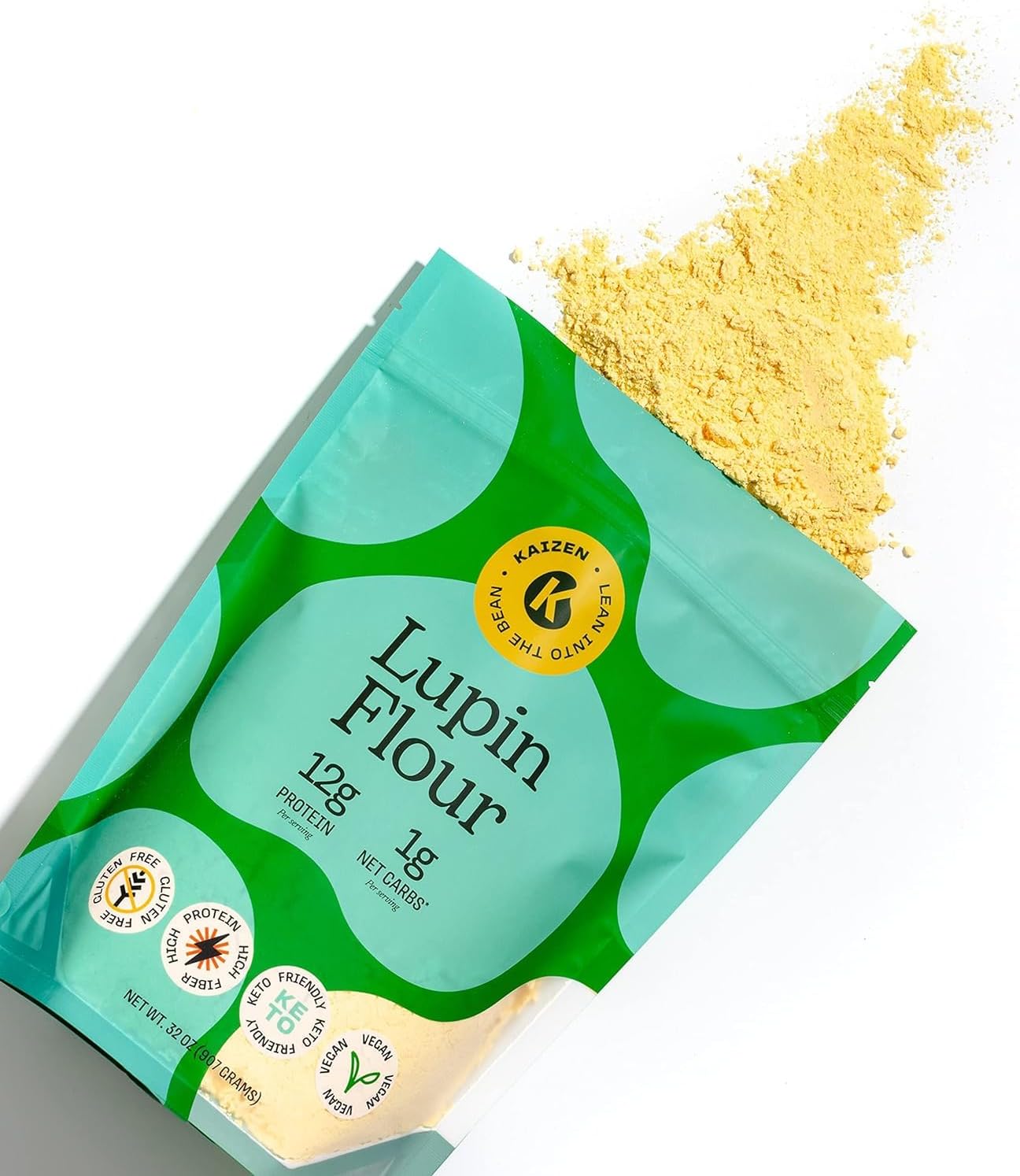 Kaizen Lupin Flour – High Protein, Low Carb, Keto Friendly, Gluten Free Ground Lupini Flour – Non GMO, Vegan, Low Calorie, High Fiber Lupin Bean (2 lbs)