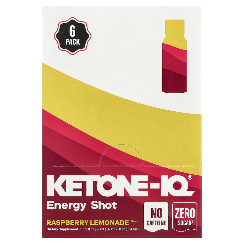 Ketone-IQ Caffeine-Free Shot, Raspberry Lemonade, 6 Bottles, 2 fl oz (59 ml) Each