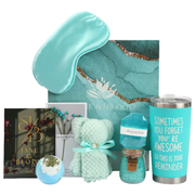 Calm & Bloom Deluxe – Coffret Cadeau Spa avec Ours en Serviette – Bleu sarcelle