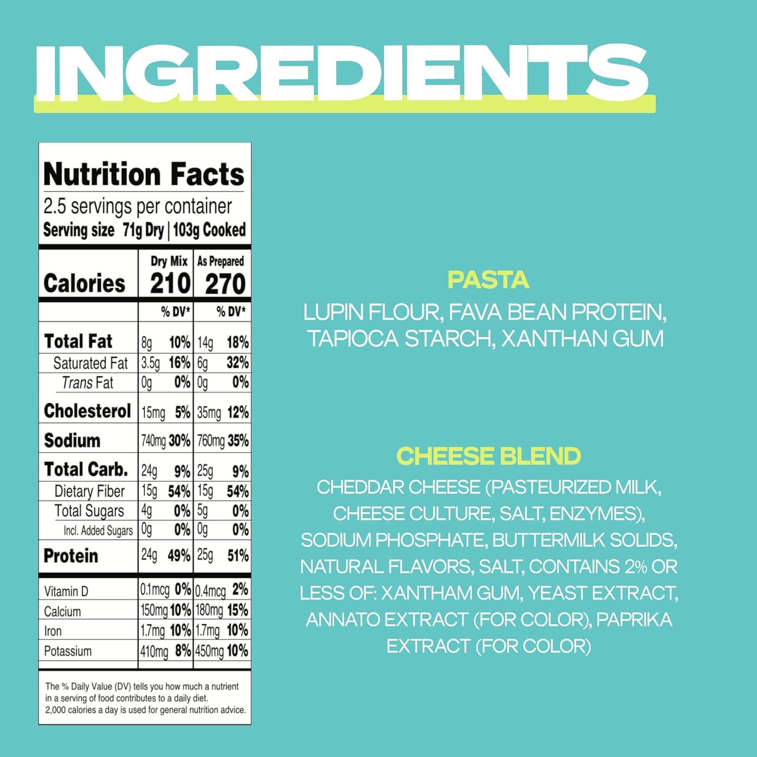 Kaizen High Protein Cheddar Mac & Cheese - Low Carb, Keto Friendly, High Fiber, Gluten-Free, Plant-Based, Non-GMO - 6.4 Ounces (Pack of 3)