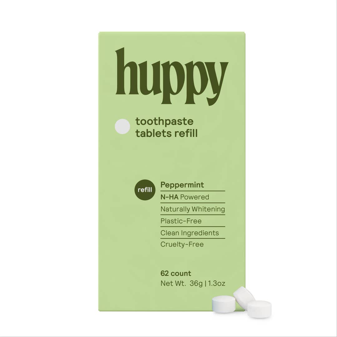 Huppy Fluoride-Free Toothpaste Tablets Refill – Peppermint, 62 Tablets