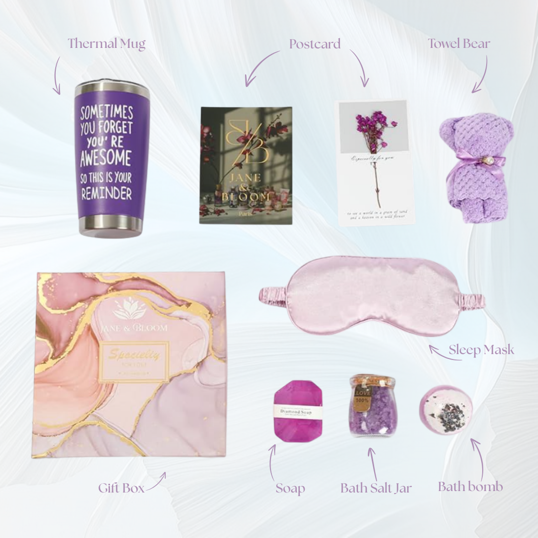 Lavender Rituals – Purple Spa Gift Set with Towel Bear