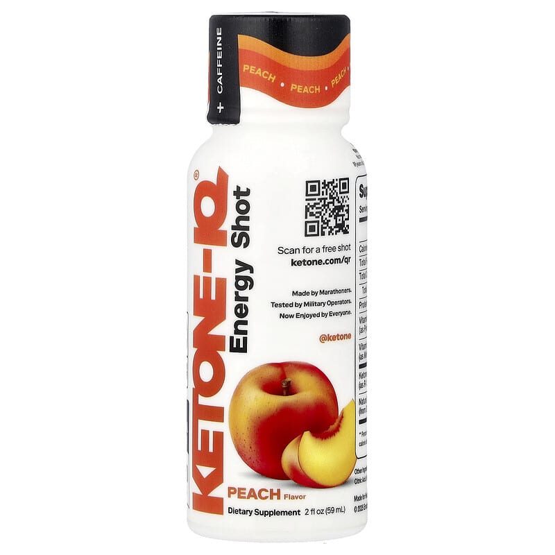 Ketone-IQ, Energy Shot, Peach, 6 Bottles, 2 fl oz (59 ml) Each