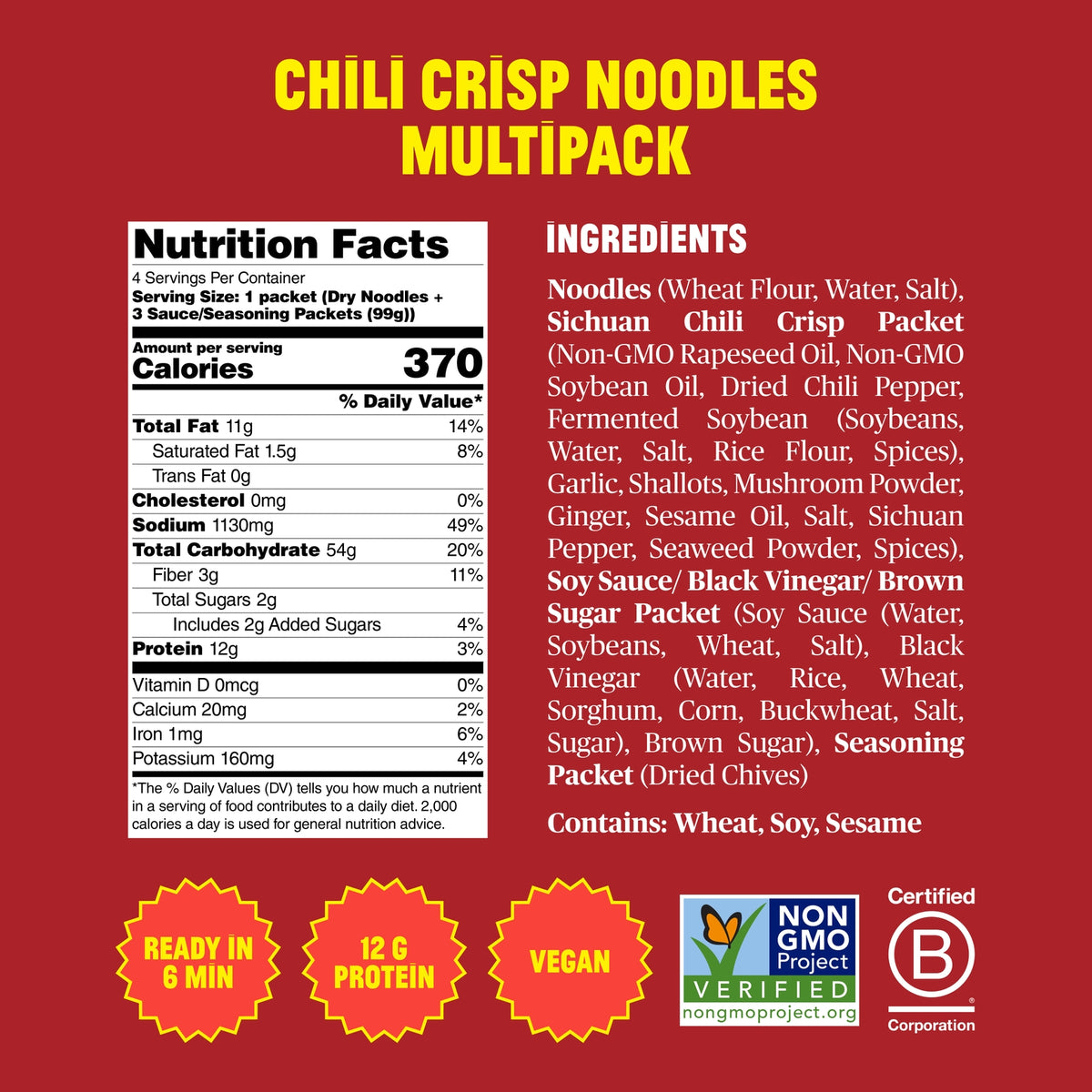 Fly By Jing – Chili Crisp Noodles – 4-Pack