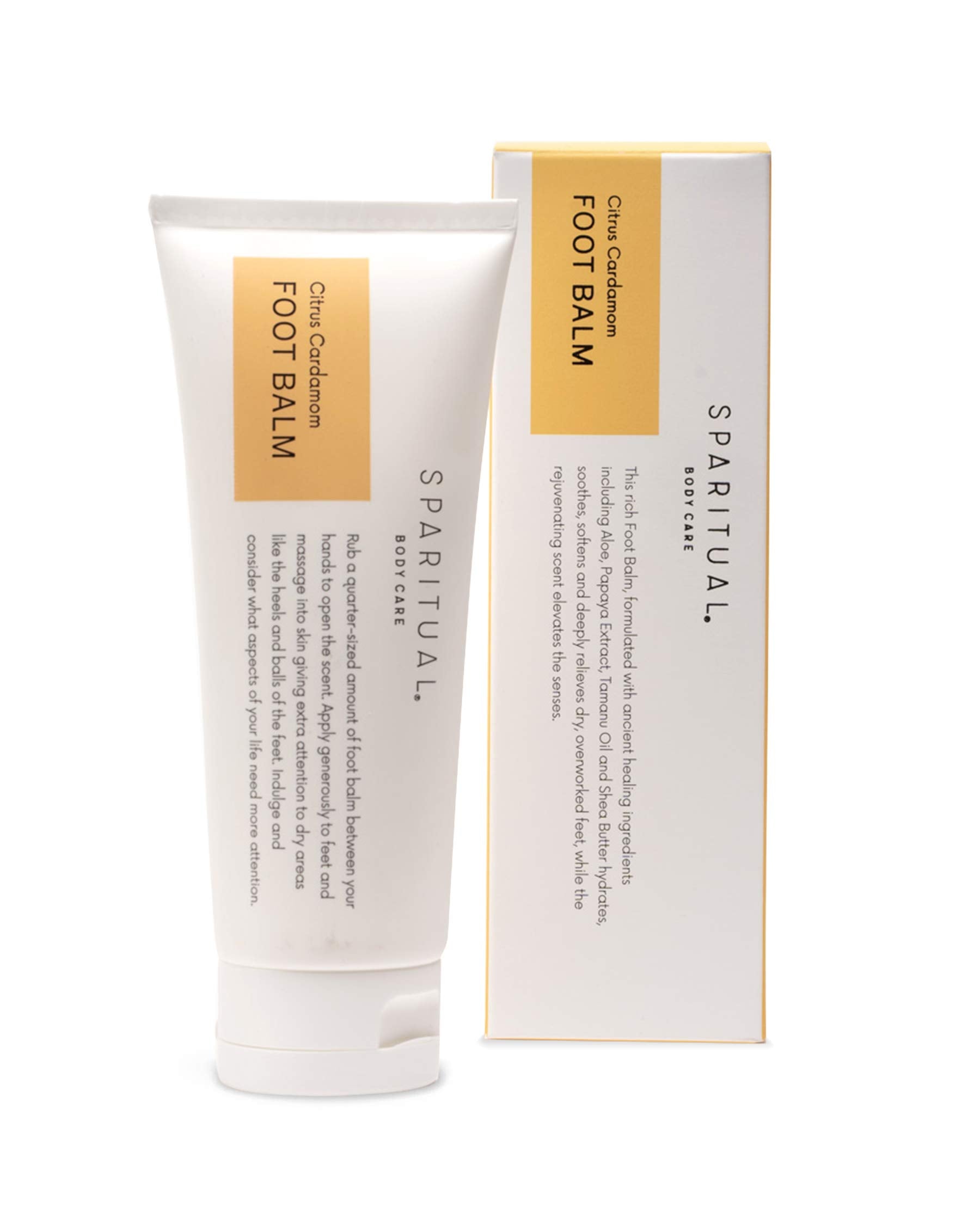 SpaRitual Citrus Cardamom Vegan Foot Balm For Dry Feet | 3.4oz | Natural, Hydrating, Soothing, Softening With Aloe Vera, Papaya Extract, Shea Butter