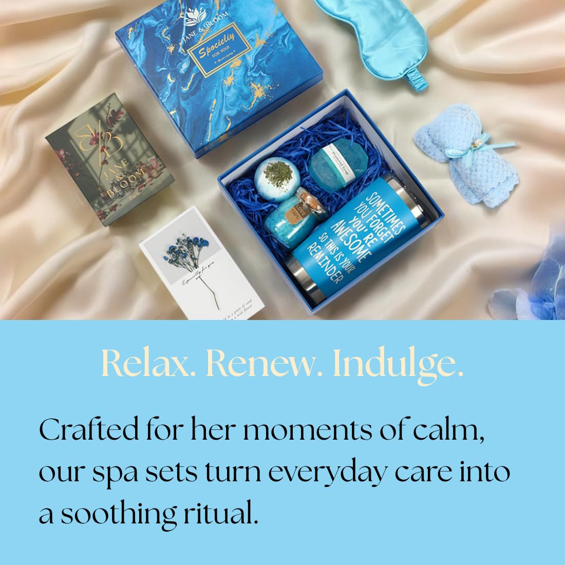 Serenity Ocean – Coffret cadeau spa bleu avec ours en serviette