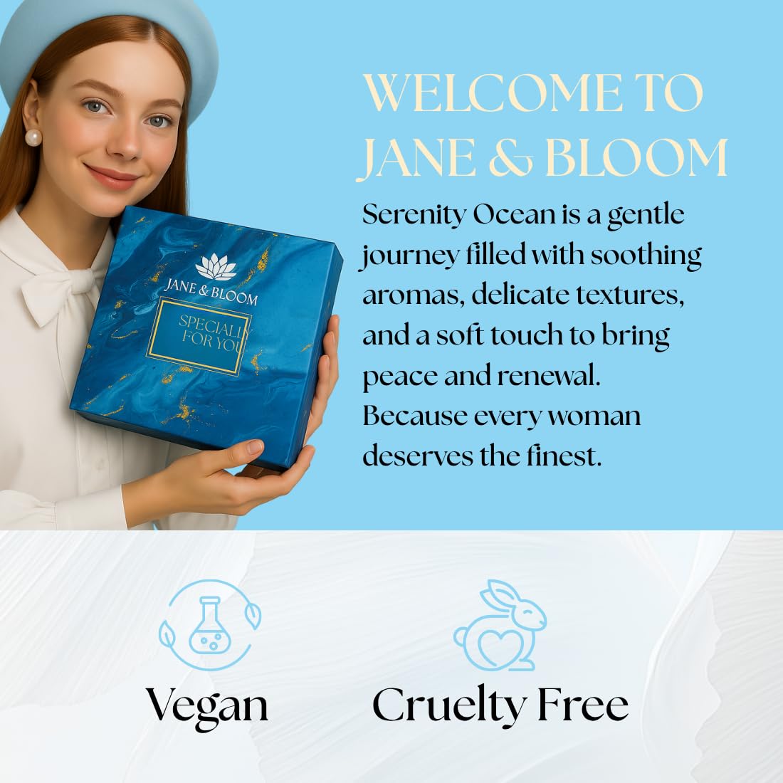 Serenity Ocean – Coffret cadeau spa bleu avec ours en serviette
