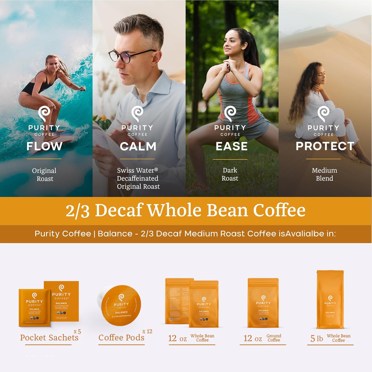 ÉQUILIBRE : Café en grains entiers – ²/₃ décaféiné – 2268g