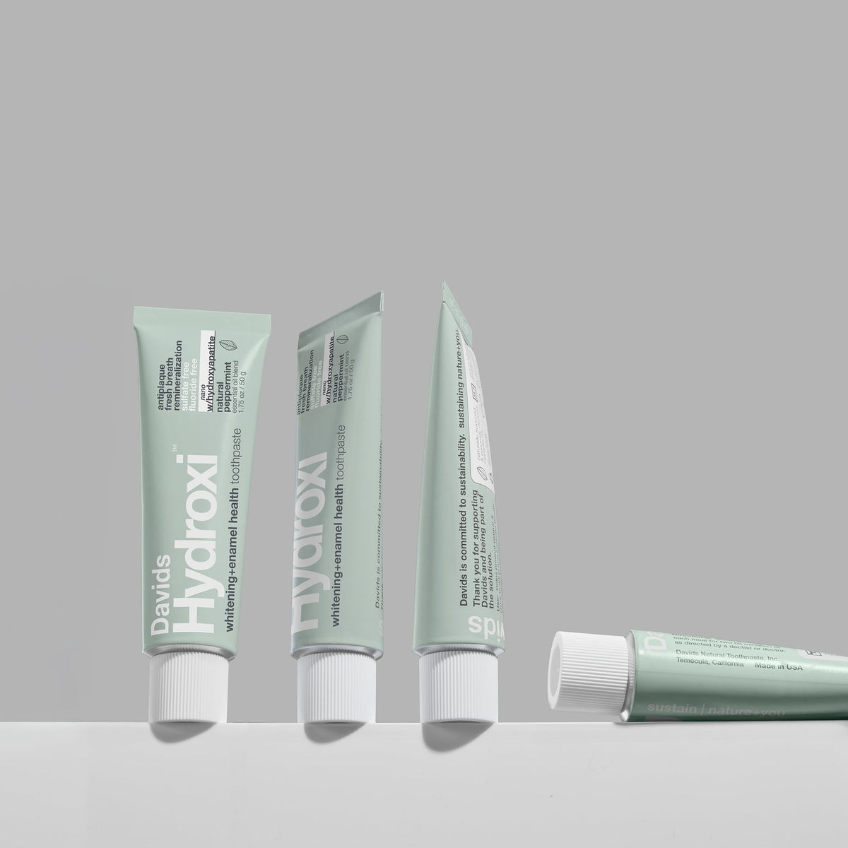 Davids Hydroxi™ Travel Size Toothpaste / Whitening + Enamel Health Nano-Hydroxyapatite / Peppermint / 1.75 oz