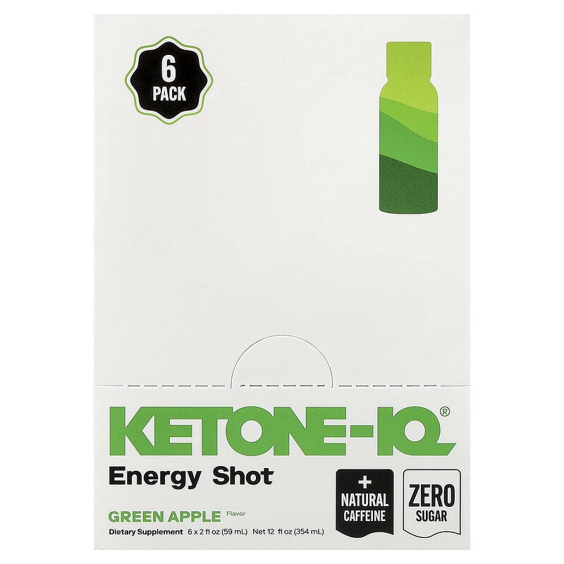 Ketone-IQ Classic Shot Green Apple, 6 Bottles, 2 fl oz (59 ml) Each