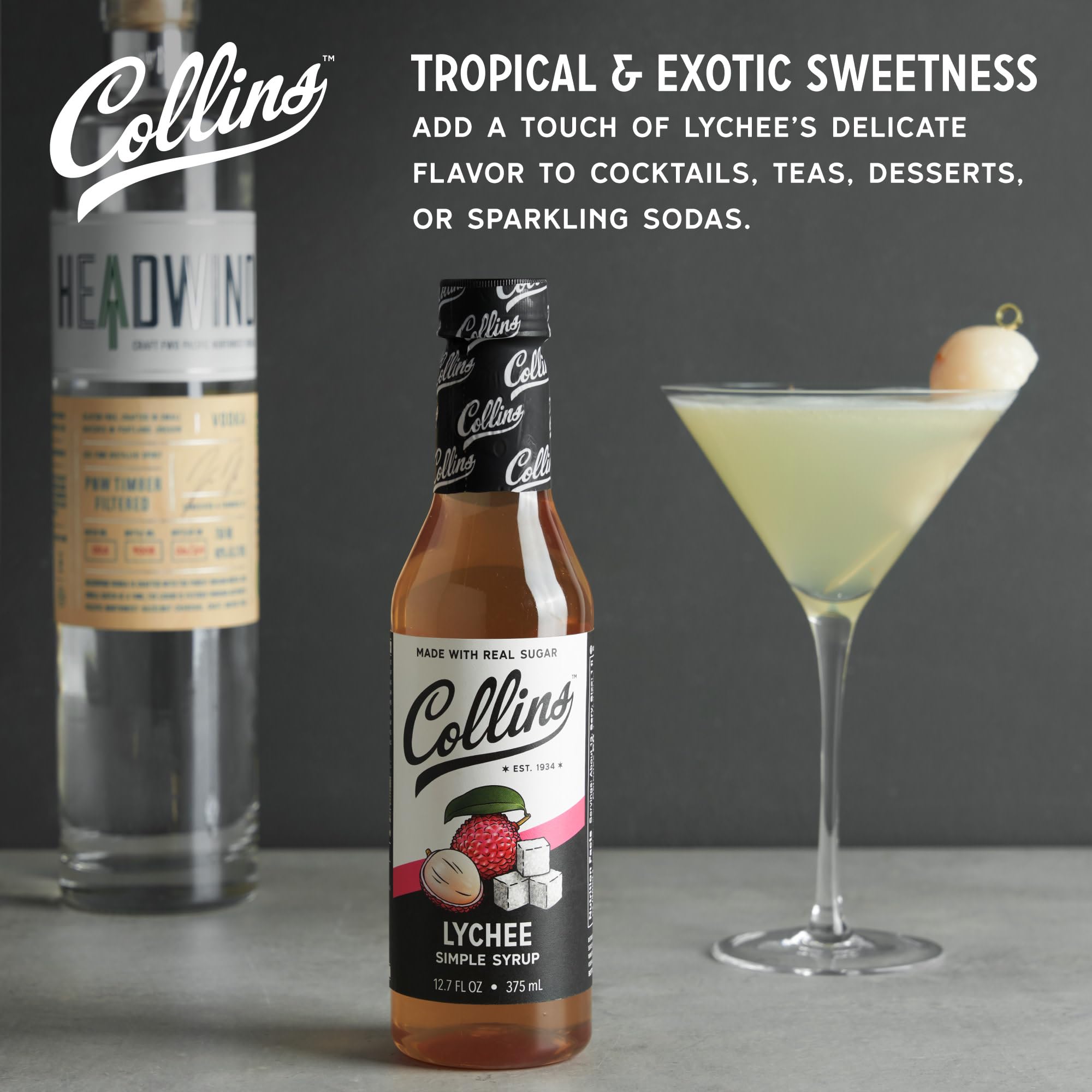 Collins Lychee Simple Syrup for Cocktails – 12.7 oz