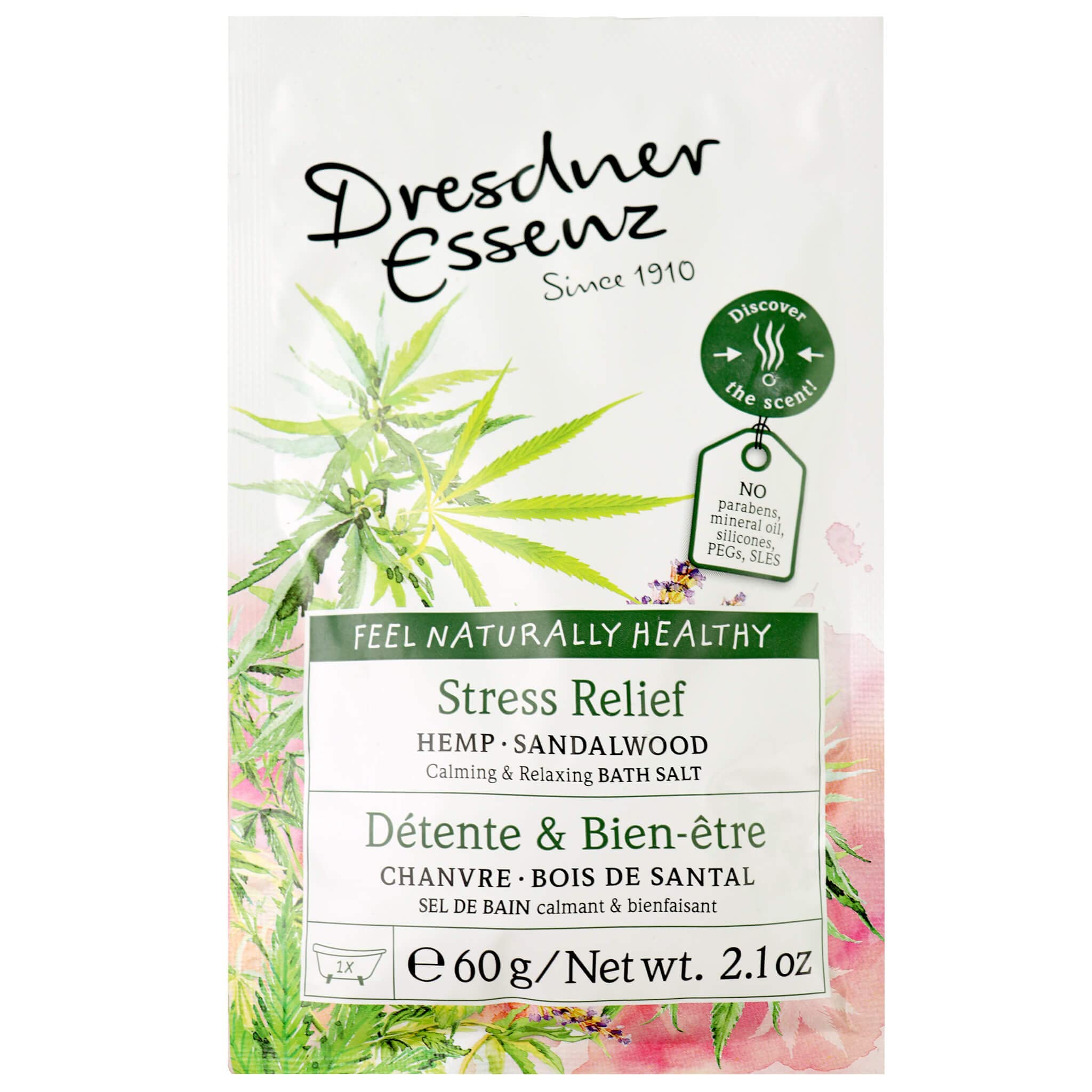 Sels de bain au bois de santal pour soulager le stress Dresdner Essenz — Lot de 12 (12 sachets de 60 g)