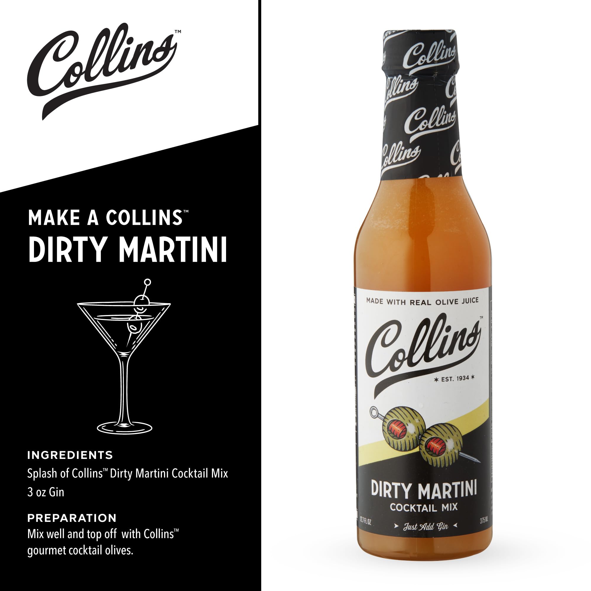 Collins Dirty Martini, 12.7 Fluid Ounce