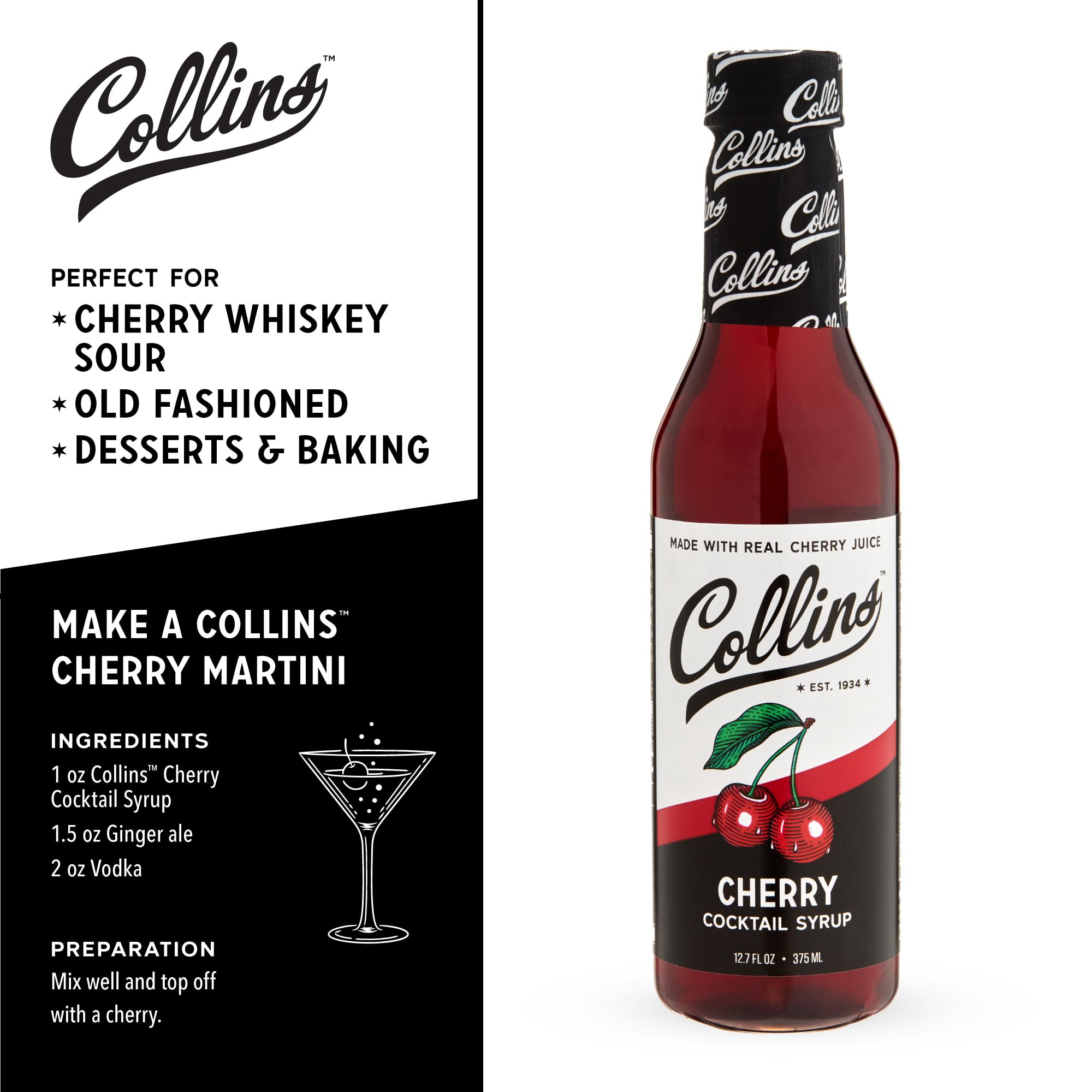 Collins C7 12.7 oz. Cherry Cocktail Syrup by Multicolor