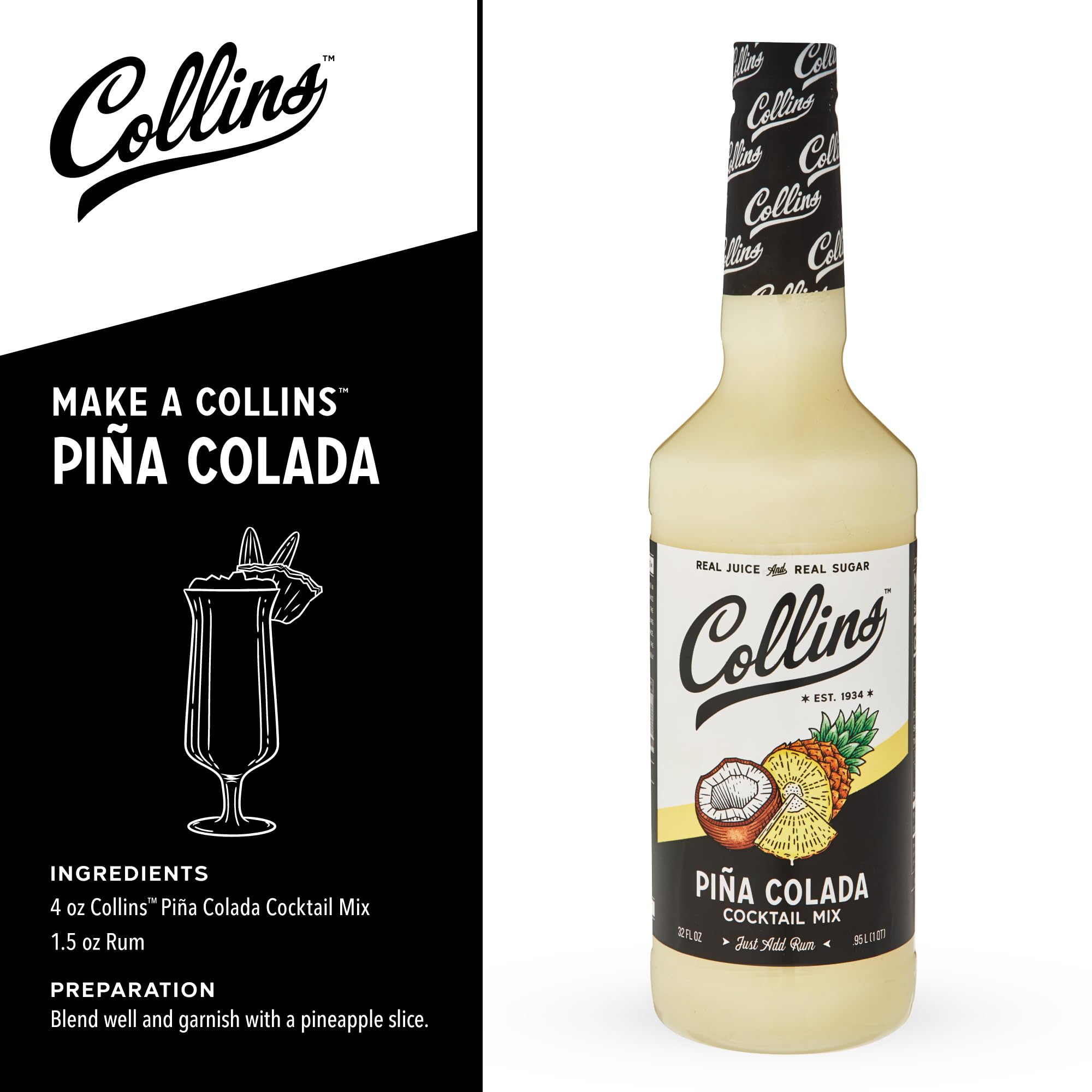 Collins Pina Colada Cocktail Mix — 32 oz
