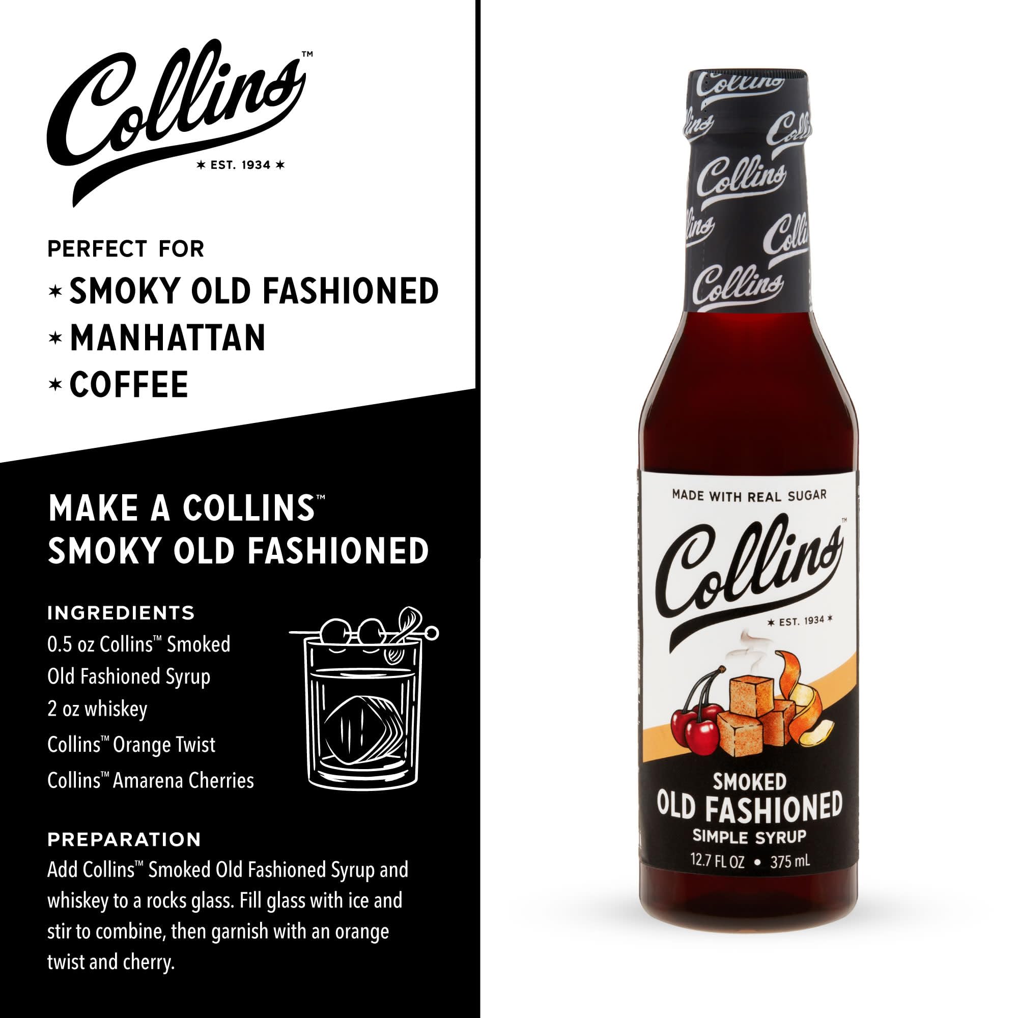 Collins Cocktail Syrup, 12.70 Fl Oz (Pack of 1), Clear