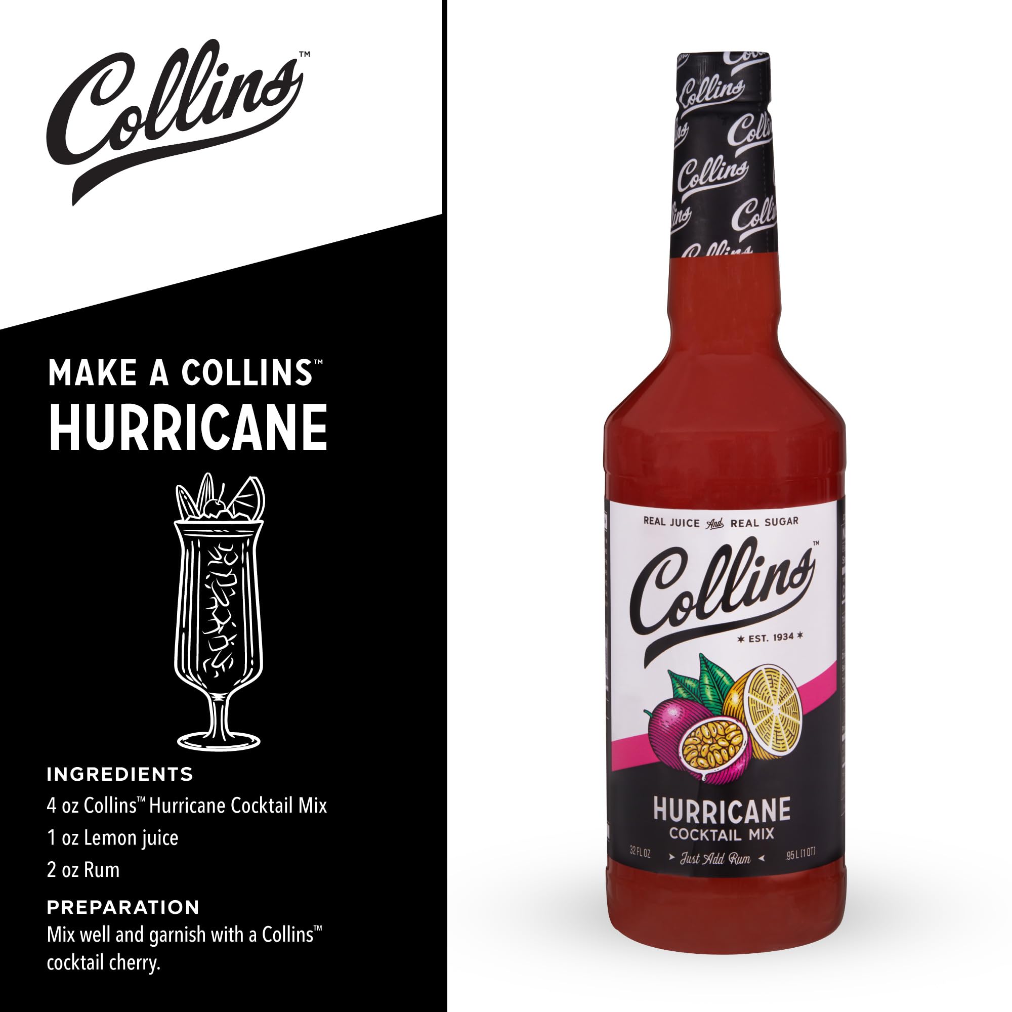 Collins Hurricane Cocktail Mix — 32 oz