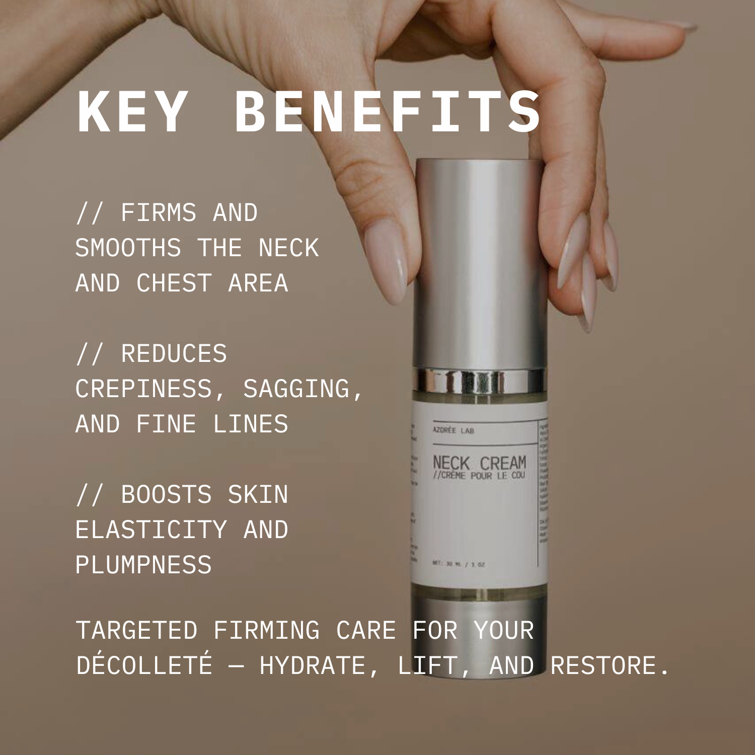 AZORÉE LAB Neck Cream // Firming Hydrating Argan Oil + Prickly Pear Extract