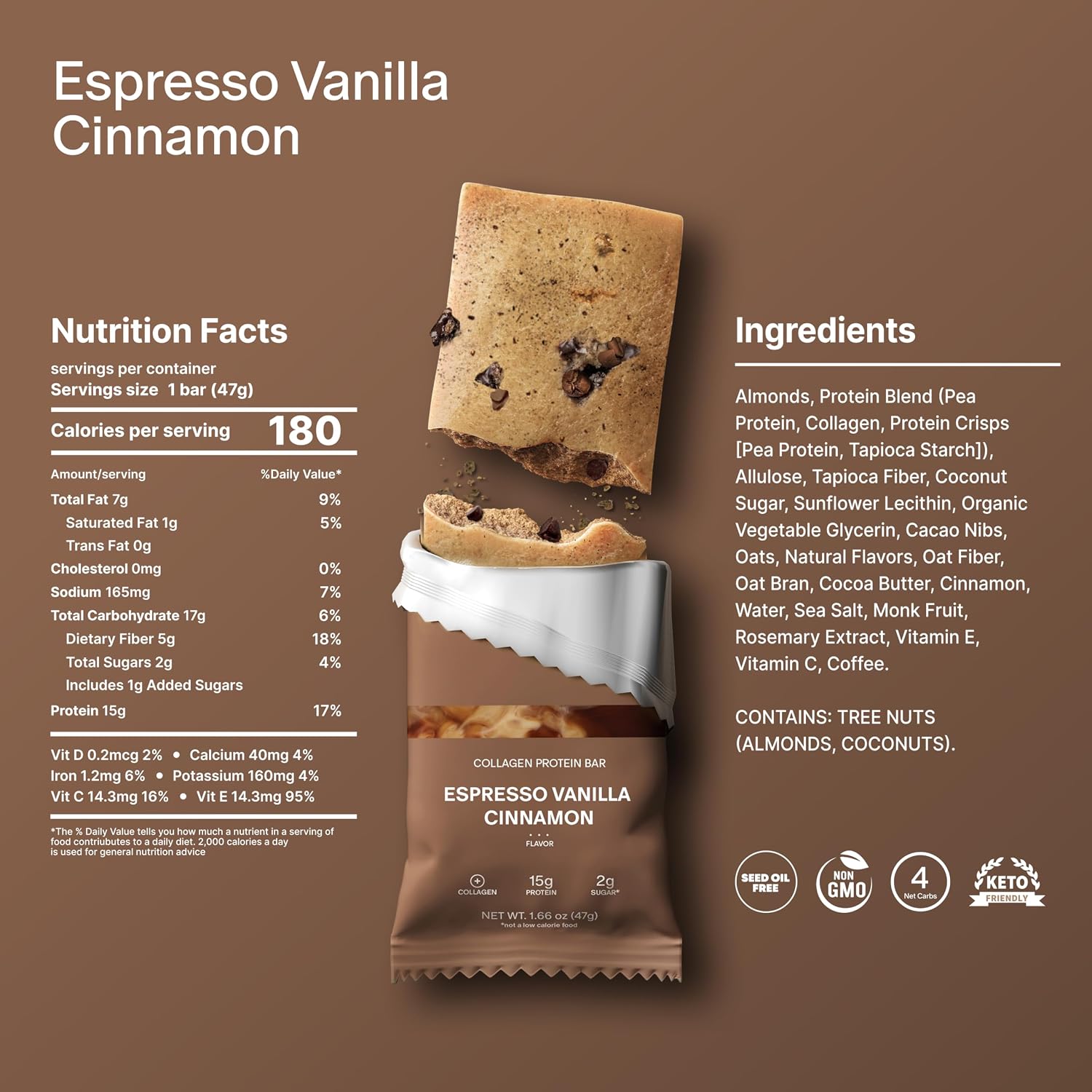Stars + Honey Collagen Protein Bar – Espresso Vanilla Cinnamon