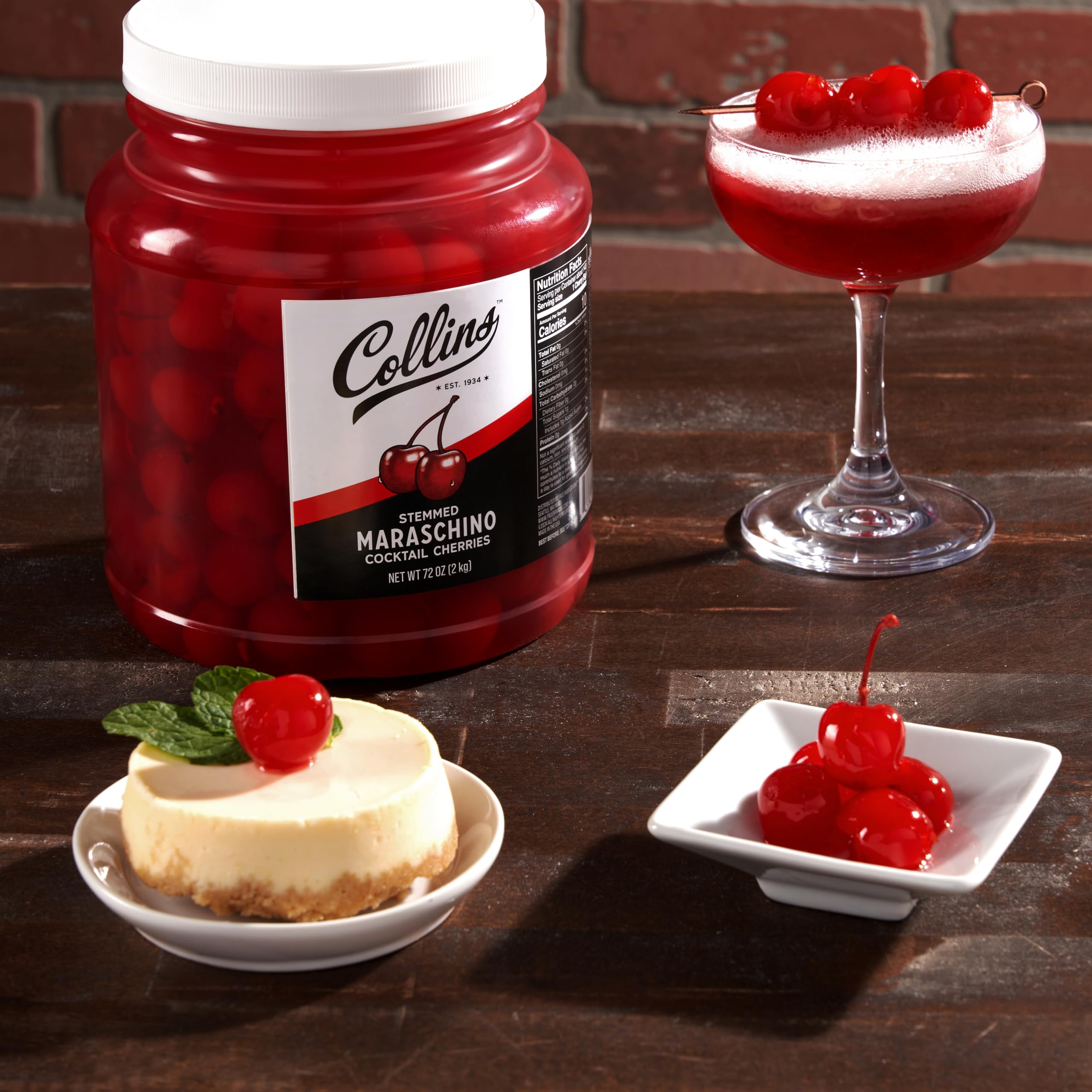 Collins Stemmed Maraschino Cocktail Cherries – 72 oz