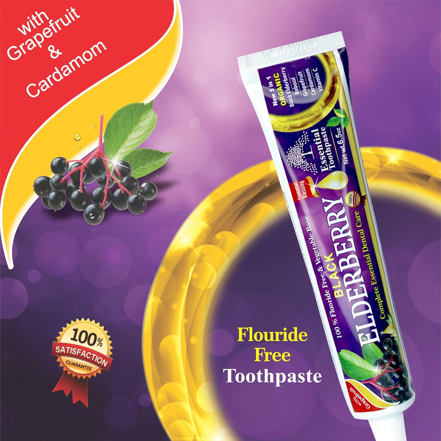 ESSENTIAL TOOTHPASTE Black Elderberry Fluoride-Free Toothpaste 6.5 oz