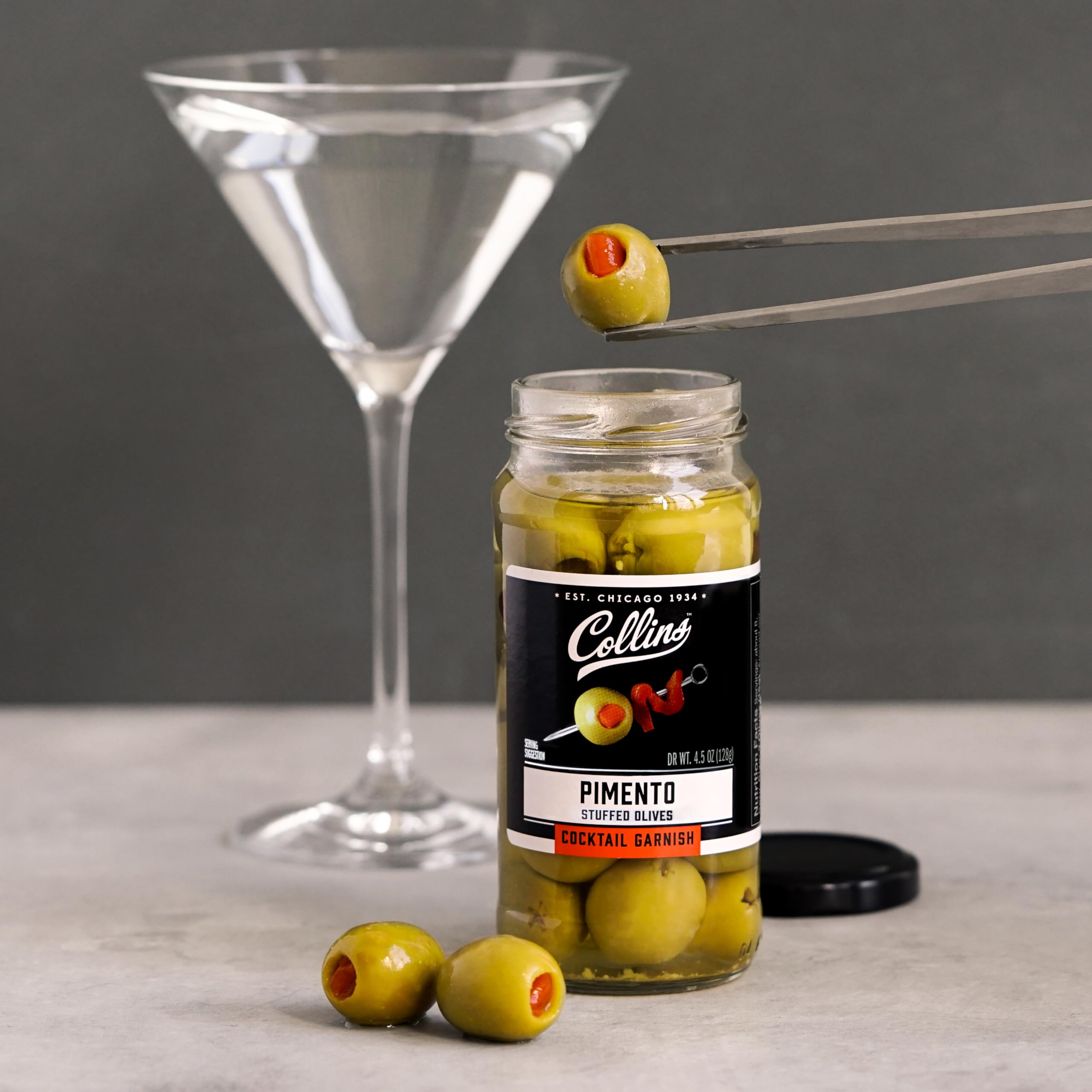 Collins Gourmet Martini Pimento Olives — 4.75 oz