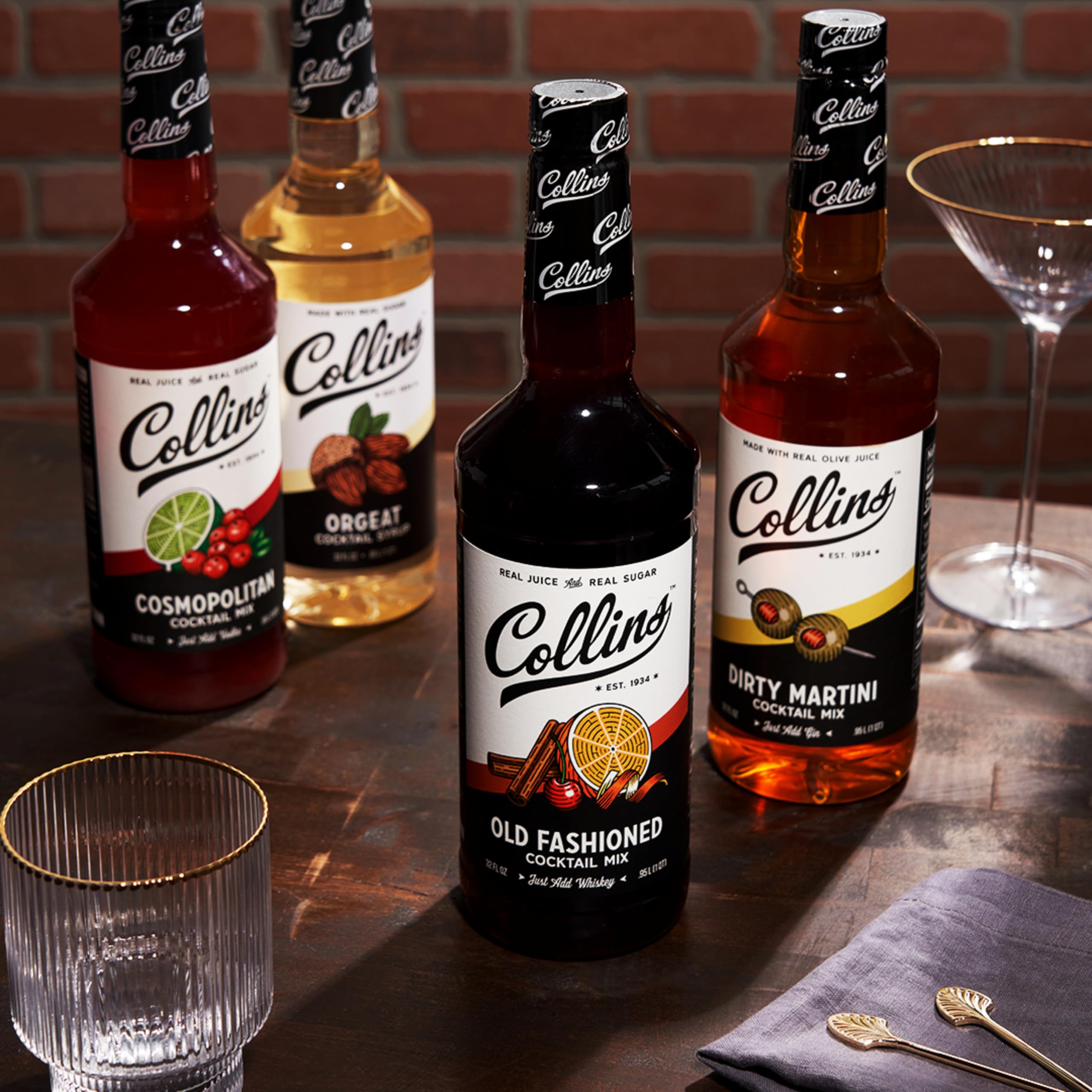 Collins Dirty Martini Mix | Made with Real Olive Brine | 32 fl oz