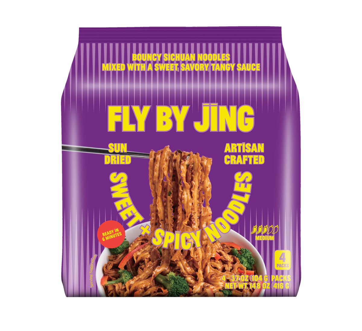 Fly By Jing – Sweet + Spicy Noodles – 4-Pack