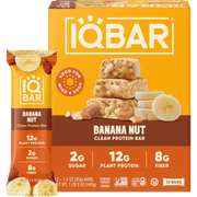 IQBAR Banana Nut Plant Protein Bars – 12 Pack, 1.6 oz Each — official 12-bar box