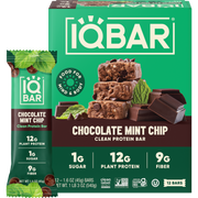 IQBAR Chocolate Mint Chip Plant Protein Bars – 12 Pack, 1.6 oz Each — official 12-bar box
