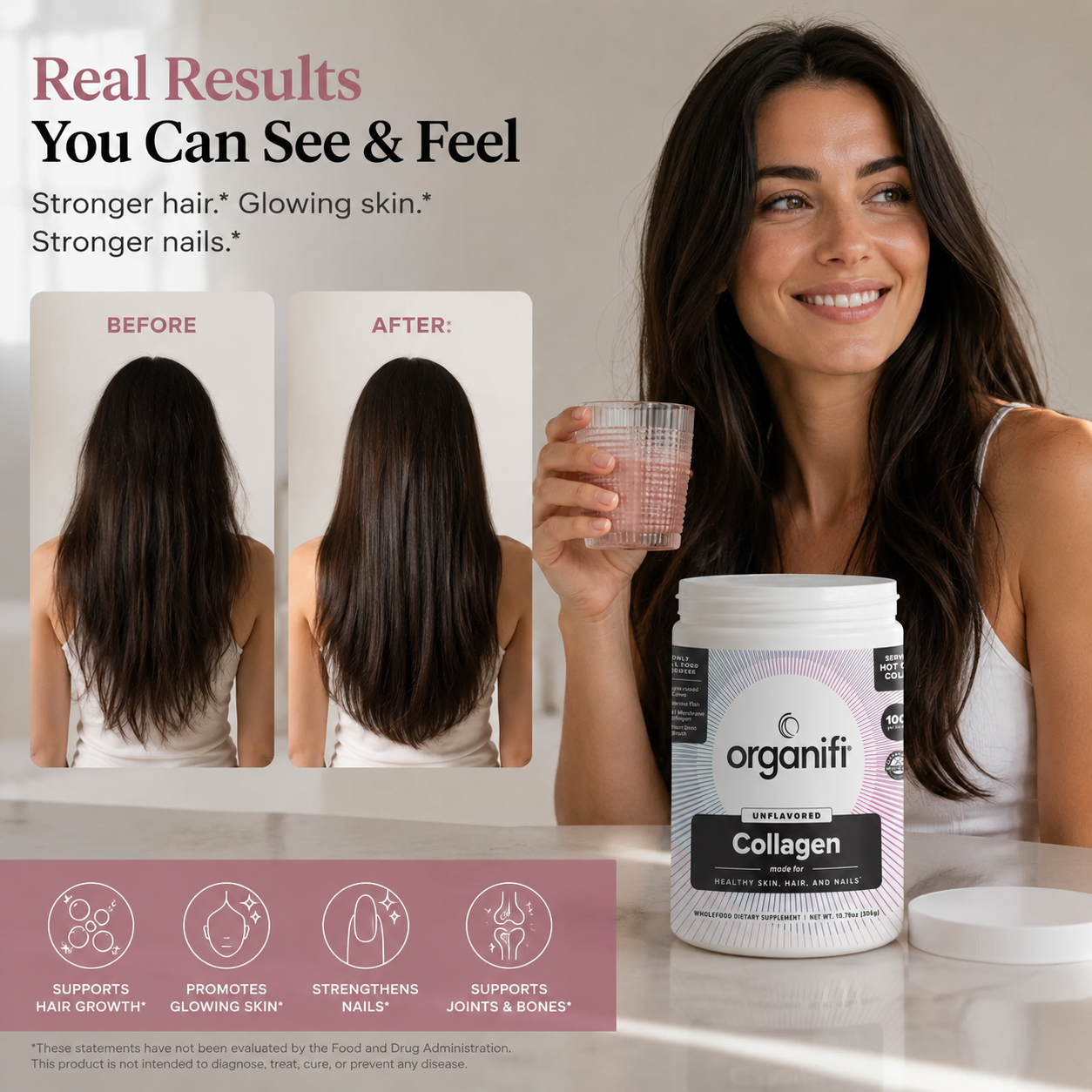 Organifi – Collagen Hair, Skin & Nails Rejuvenation Peptides