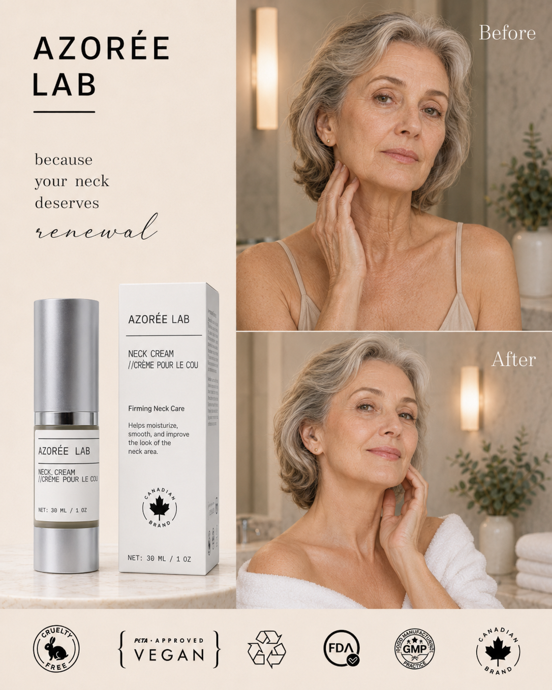 AZORÉE LAB Neck Cream // Firming Hydrating Argan Oil + Prickly Pear Extract