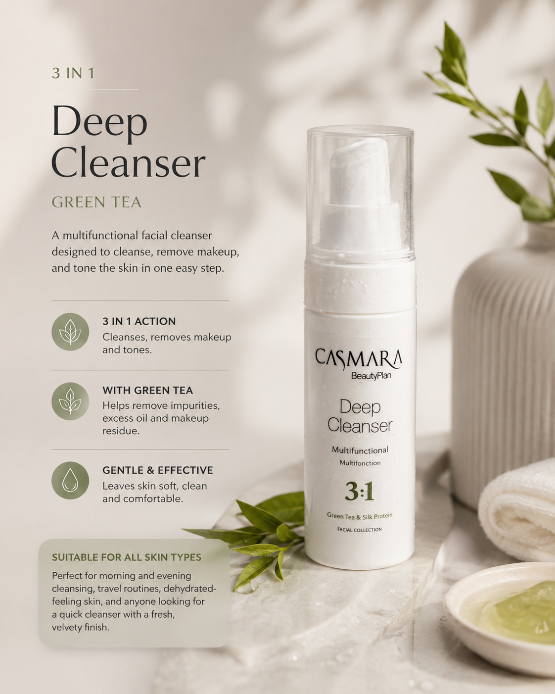 Casmara – 3 in 1 Deep Cleanser Green Tea – 60 ml