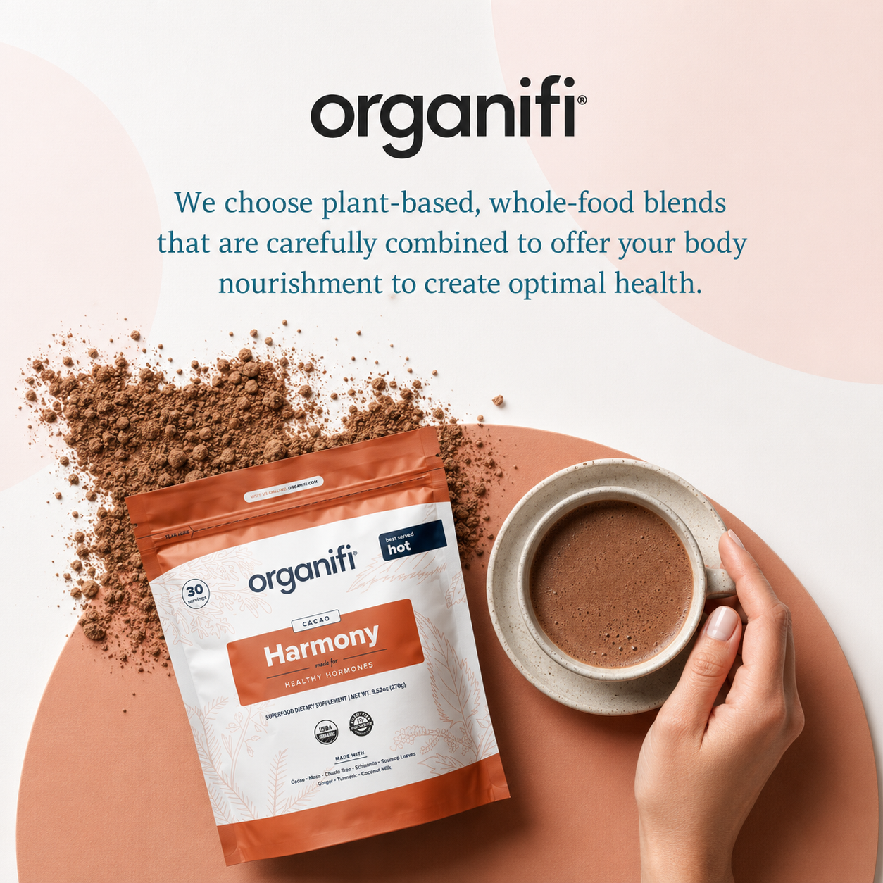 Organifi Harmony – PMS Support & Mood Relief Powder – Chocolate – 30 Servings