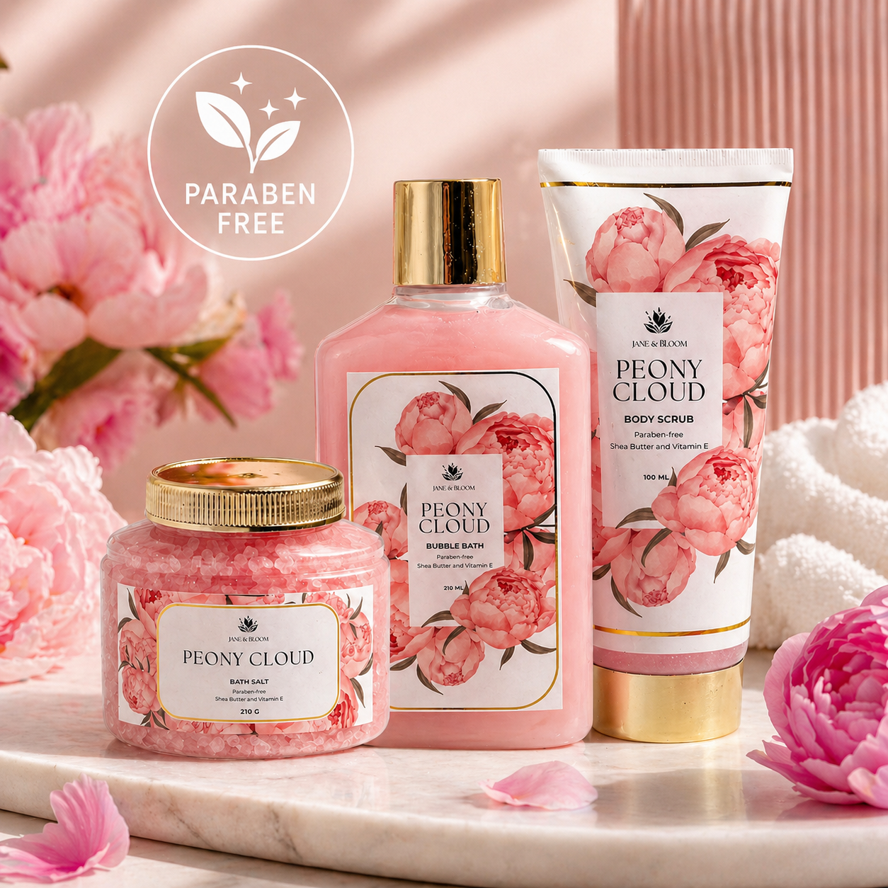Coffret cadeau spa Nuage de pivoine pour femme – 13 pièces