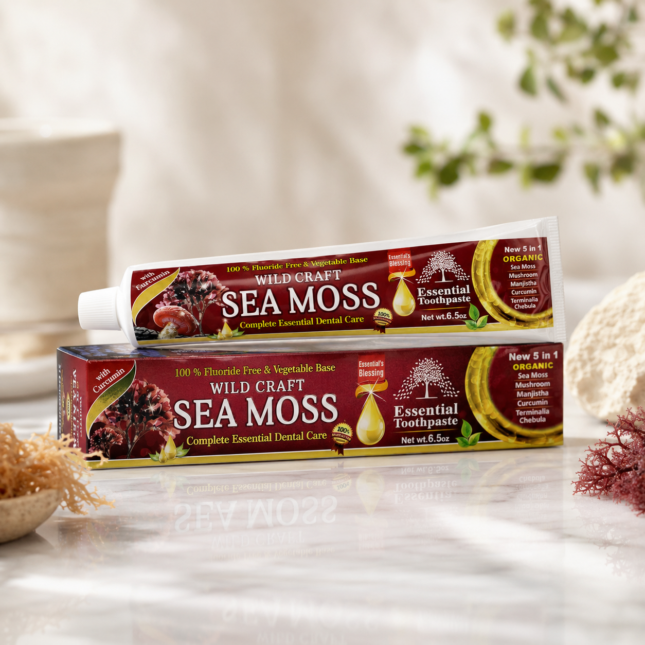ESSENTIAL TOOTHPASTE Sea Moss Toothpaste, Fluoride-Free (6.5 oz)