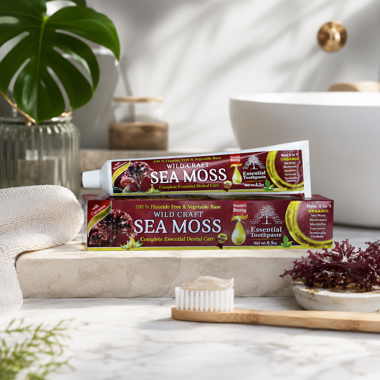 ESSENTIAL TOOTHPASTE Sea Moss Toothpaste, Fluoride-Free (6.5 oz)