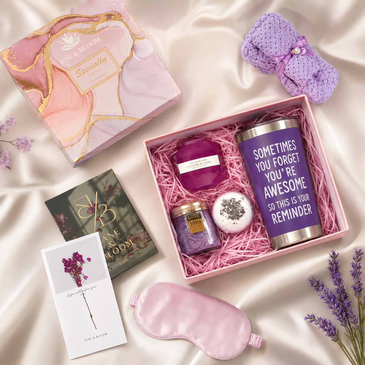 Rituels Lavande – Coffret Cadeau Spa Violet avec Ours-Serviette