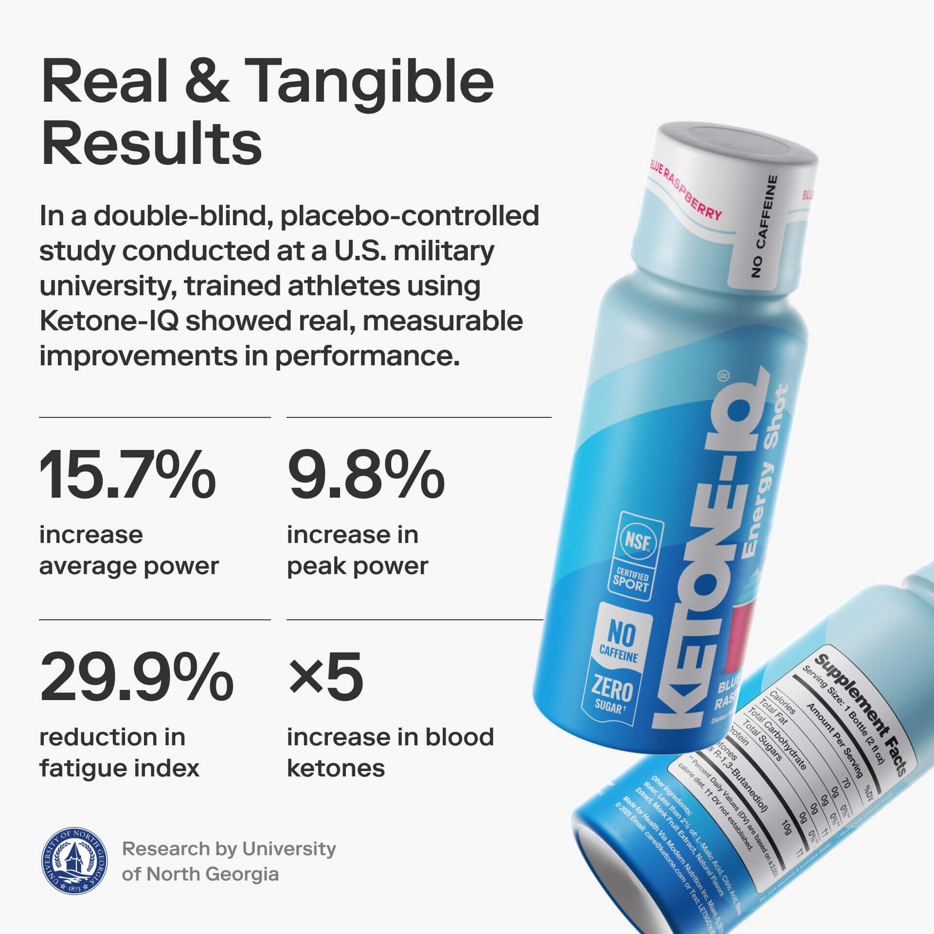 Ketone-IQ Caffeine-Free Shot, Blue Raspberry, 6 Bottles, 2 fl oz (59 ml) Each
