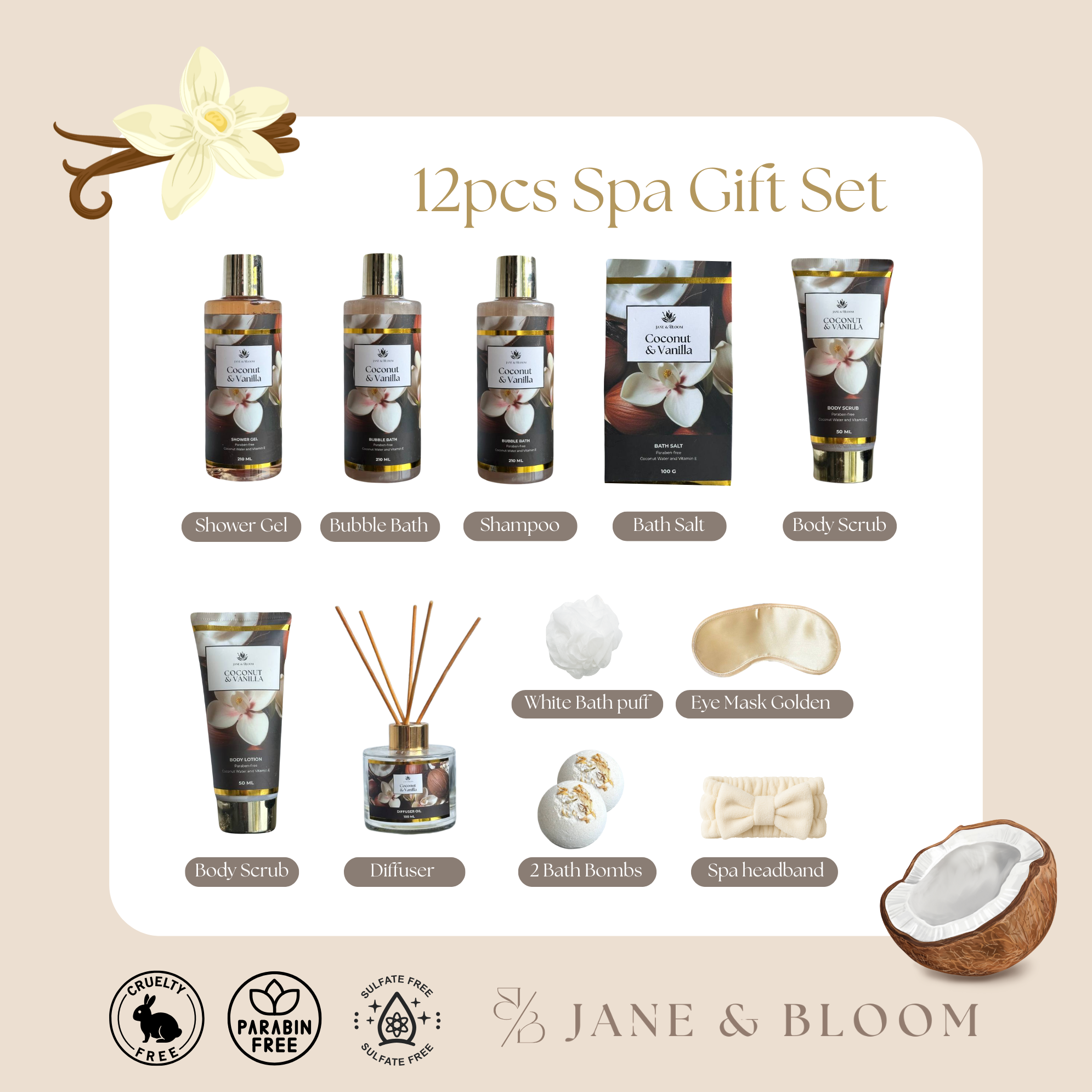 Coconut & Vanilla Luxury Spa Gift Basket