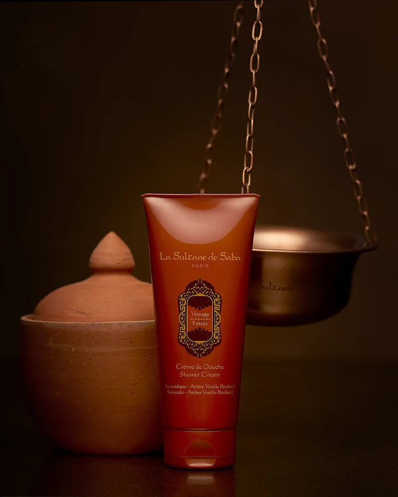 Crème Douche – Soin Ayurvédique Ambre Vanille Patchouli – Voyage sur la Route des Épices