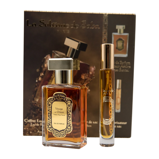 Perfume Gift Set - Amber Musk Sandalwood Perfume + Travel Spray