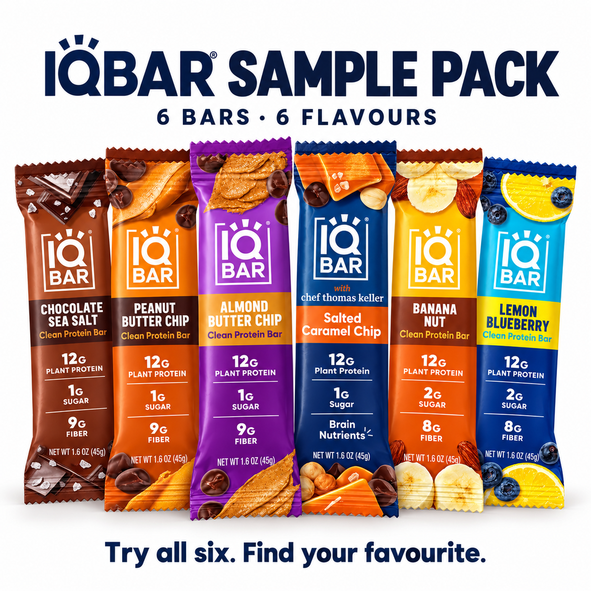 IQBAR – Protein Bar Variety Sample Pack – 6 Bars
