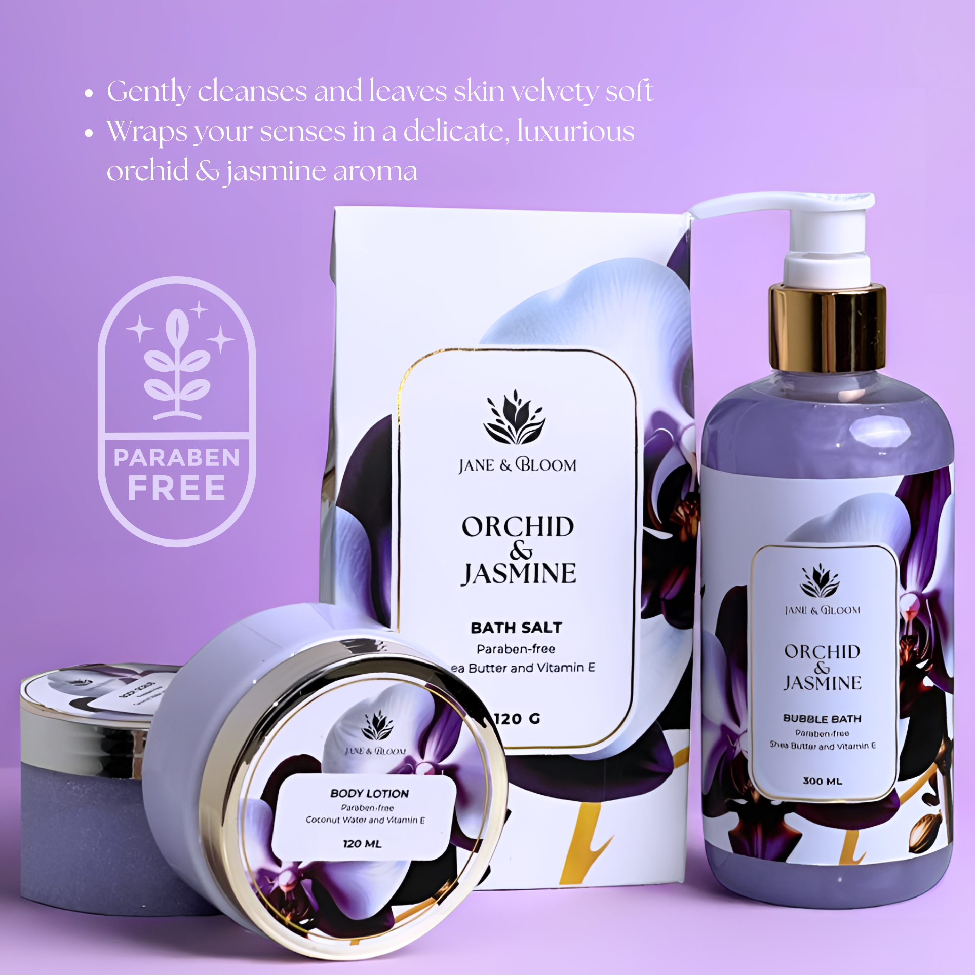Gel douche Jasmin & Orchidée + Bain moussant + Cadeau SPA surprise