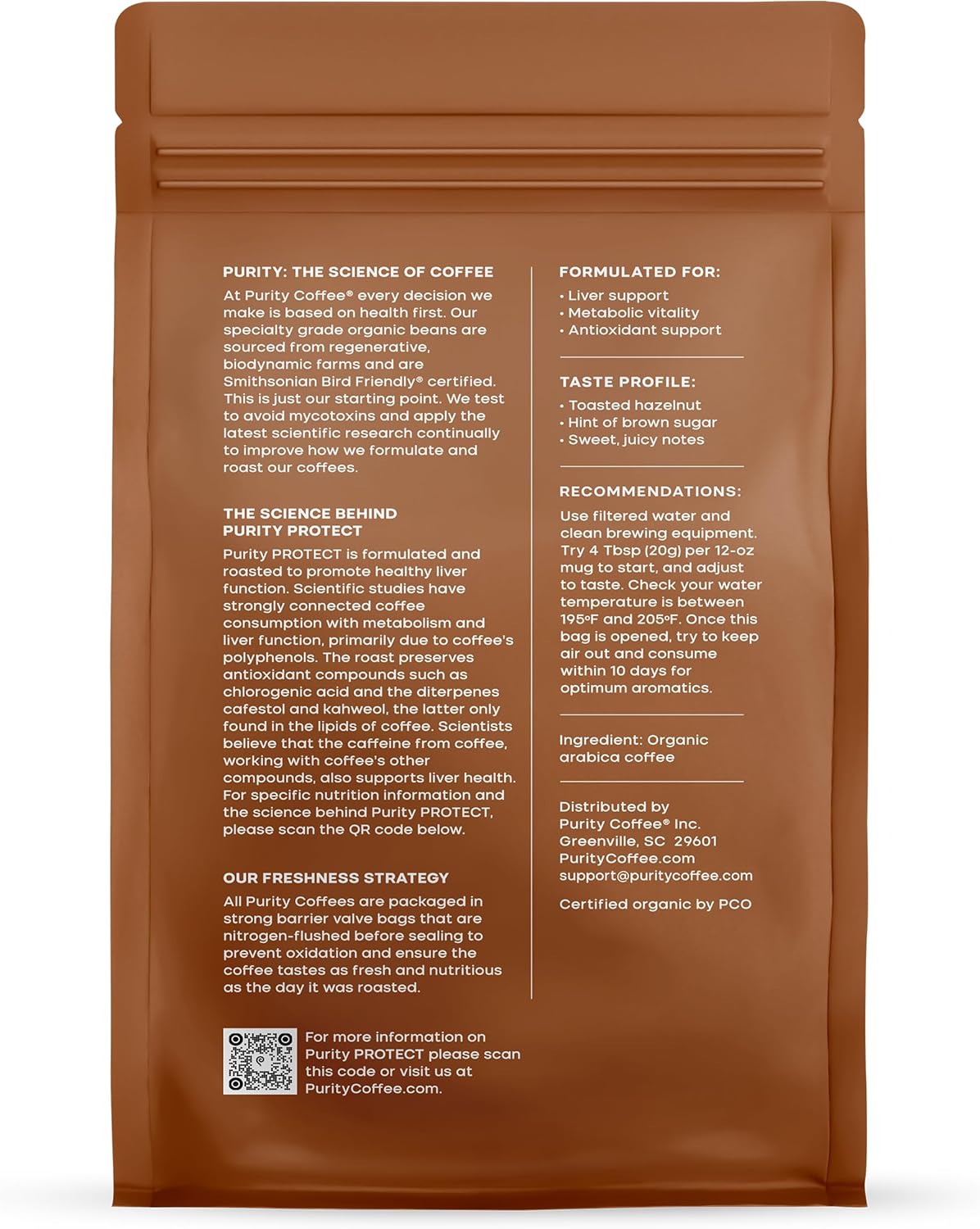 PURITY COFFEE PROTECT High Antioxidant Light-Medium Roast Ground (340g Bag) | Specialty-Grade USDA Organic Arabica Blend | Third Party Tested for Mold, Mycotoxins & Pesticides