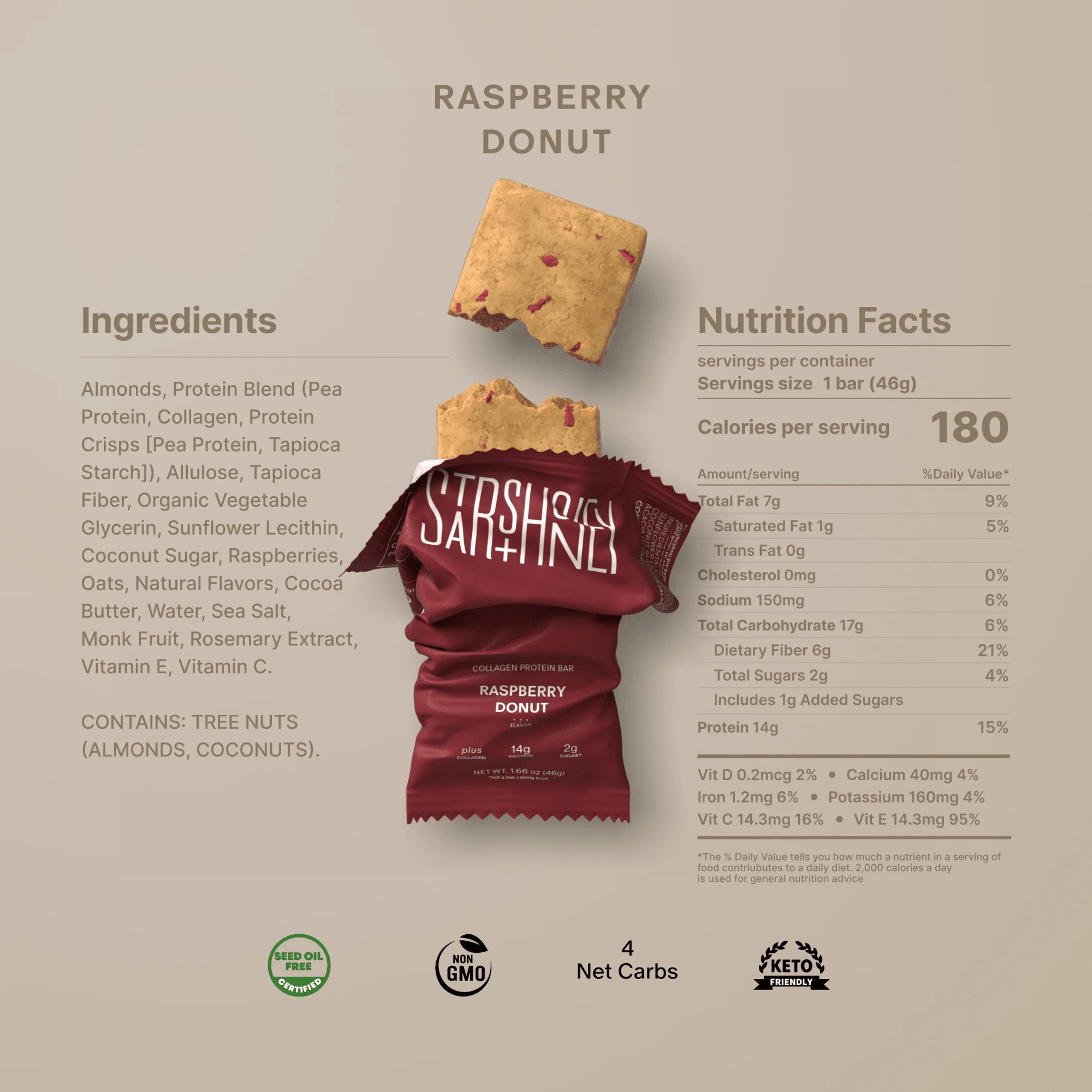 Stars + Honey The Raspberry Donut Collagen Protein Bars