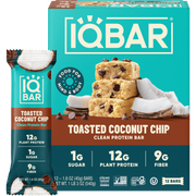IQBAR Toasted Coconut Chip Keto Protein Bars – 12 Pack, 1.6 oz Each — official 12-bar box